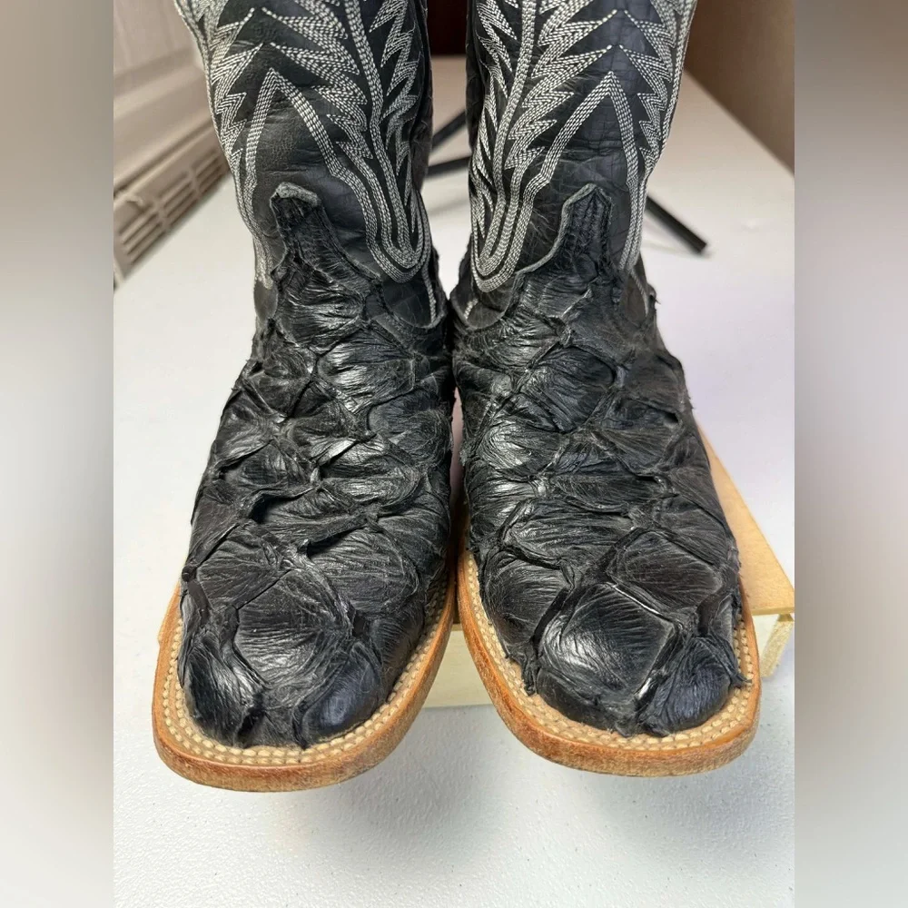 LUCCHESE CLASSIC Pirarucu Fish Made in USA Women boots Size 7 Extremely rare - Picture 8 of 14